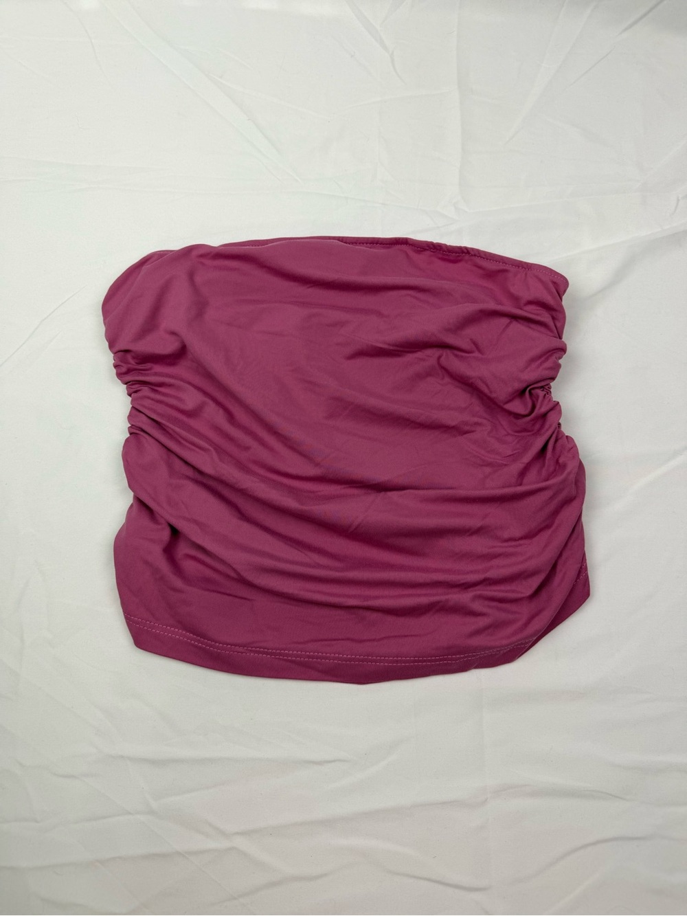 Strapless Ruched Tube Top in Magenta
